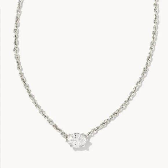 Kendra Scott Cailin Silver Pendant Necklace in White CZ - Picture 4 of 8